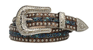 M & F Western Women's Angel Ranch Gator Print Leather Belt in Brown