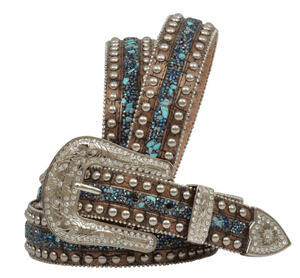 M & F Western Women's Angel Ranch Gator Print Leather Belt in Brown