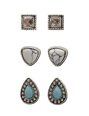 M & F Western Silver Strike Earrings, 3-Pk