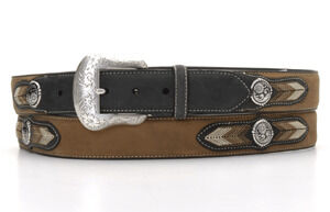 M & F Western Men's Nocona Arrow Stitching Leather Belt in Black