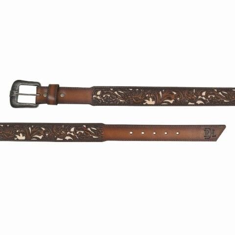 Red Dirt Hat Co. Men's Tooled Belt With Ivory Underlay