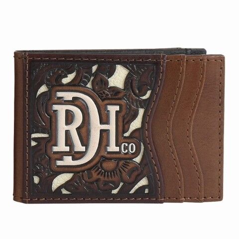Red Dirt Hat Co. Men's Tooled Bifold Card Case Wallet With Ivory Inlay