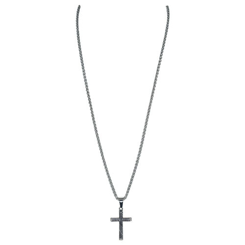 Justin Men's Beveled Faux Damascus Cross Necklace