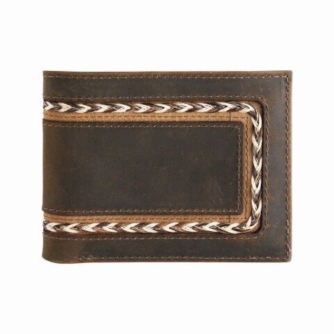Justin Men's Genuine Leather Horse Hair Braid Bifold Wallet