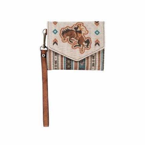 Justin Women's Canvas Mini Wallet With Bronco And Cowgirl