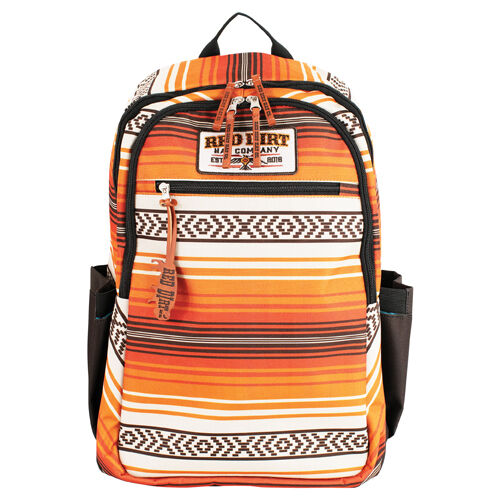Red Dirt Hat Co. Orange & Tan Stripe Backpack With Patch