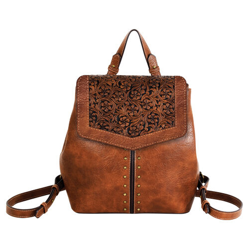 Justin Tan Floral Emboss & Studs Mini Backpack