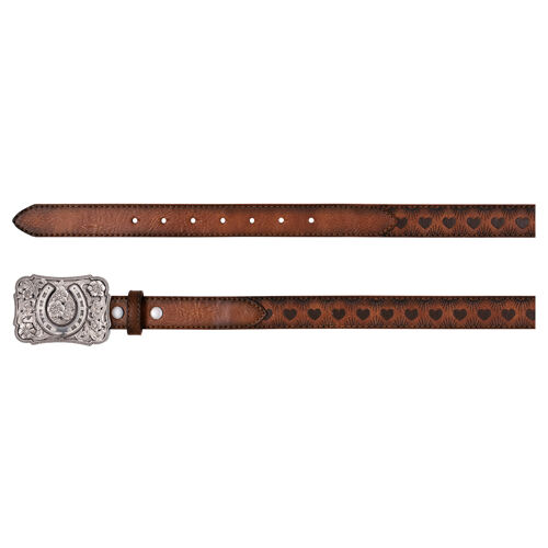 Catchfly Girl's Brown Heart & Sunburst Emboss Belt