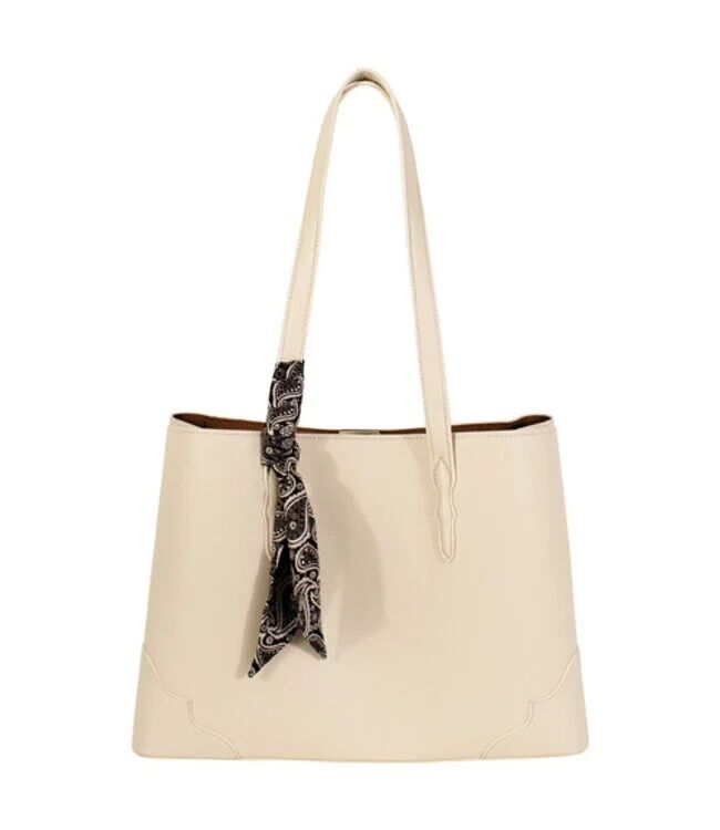 Justin Women's Ivory Signature Tote With Paisley Scarf