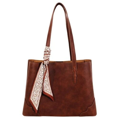 Justin Women's Brown Signature Tote With Paisley Scarf