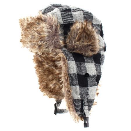 Igloos Wool Blend Buffalo Plaid Trapper Hat