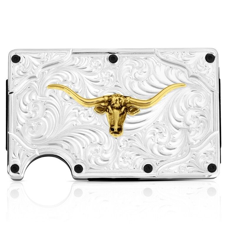 Montana Silversmiths Men's Ironwood Card Case With Longhorn