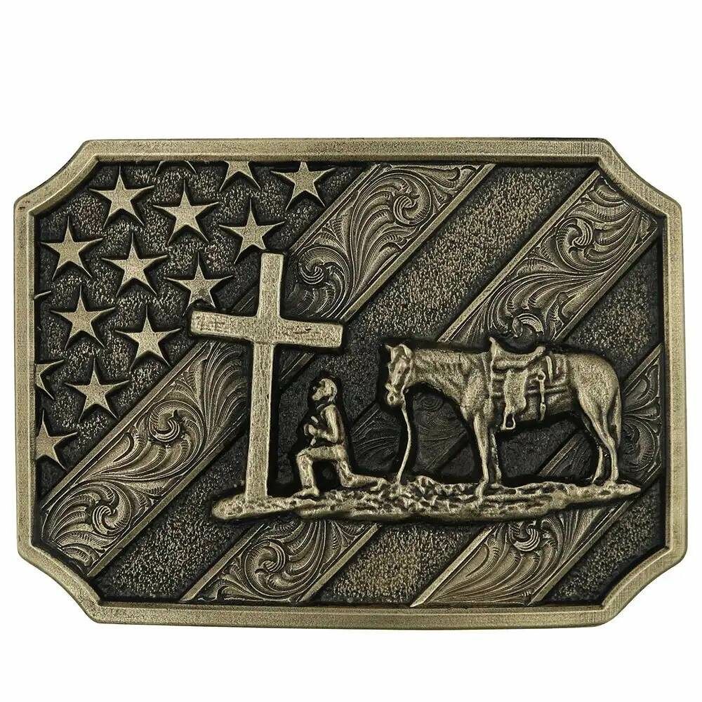 Montana Silversmiths Patriot Christian Cowboy Attitude Belt Buckle