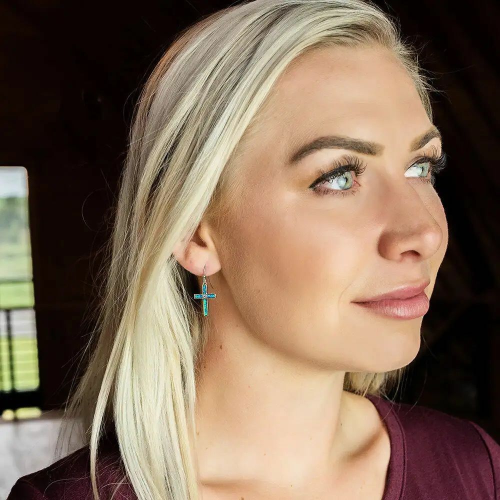 Montana Silversmiths River of Lights Opal Cross Earrings