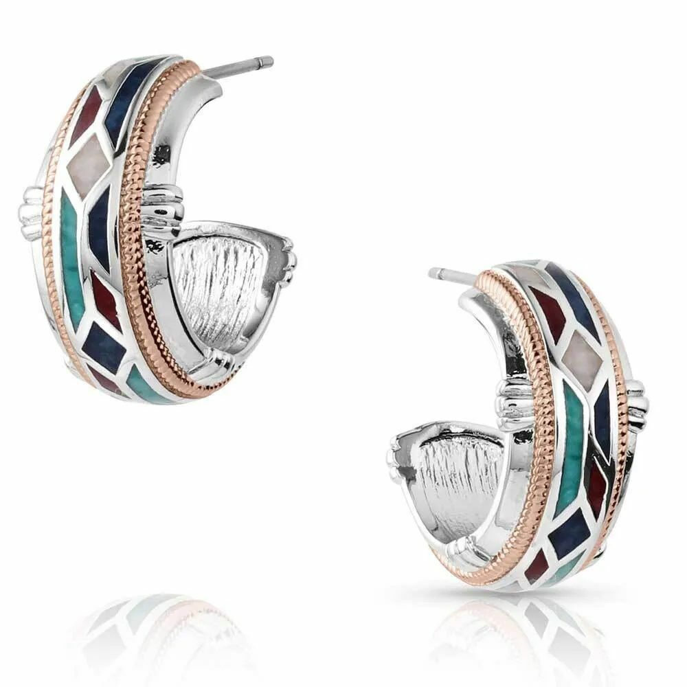 Montana Silversmiths Western Mosaic Hoop Earrings