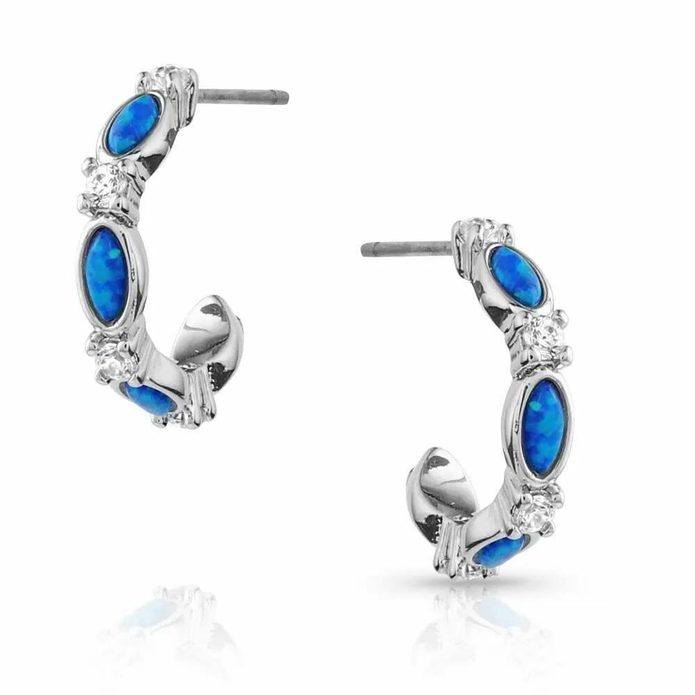 Montana Silversmiths Moonlit Night Crystal Opal Hoop Earrings