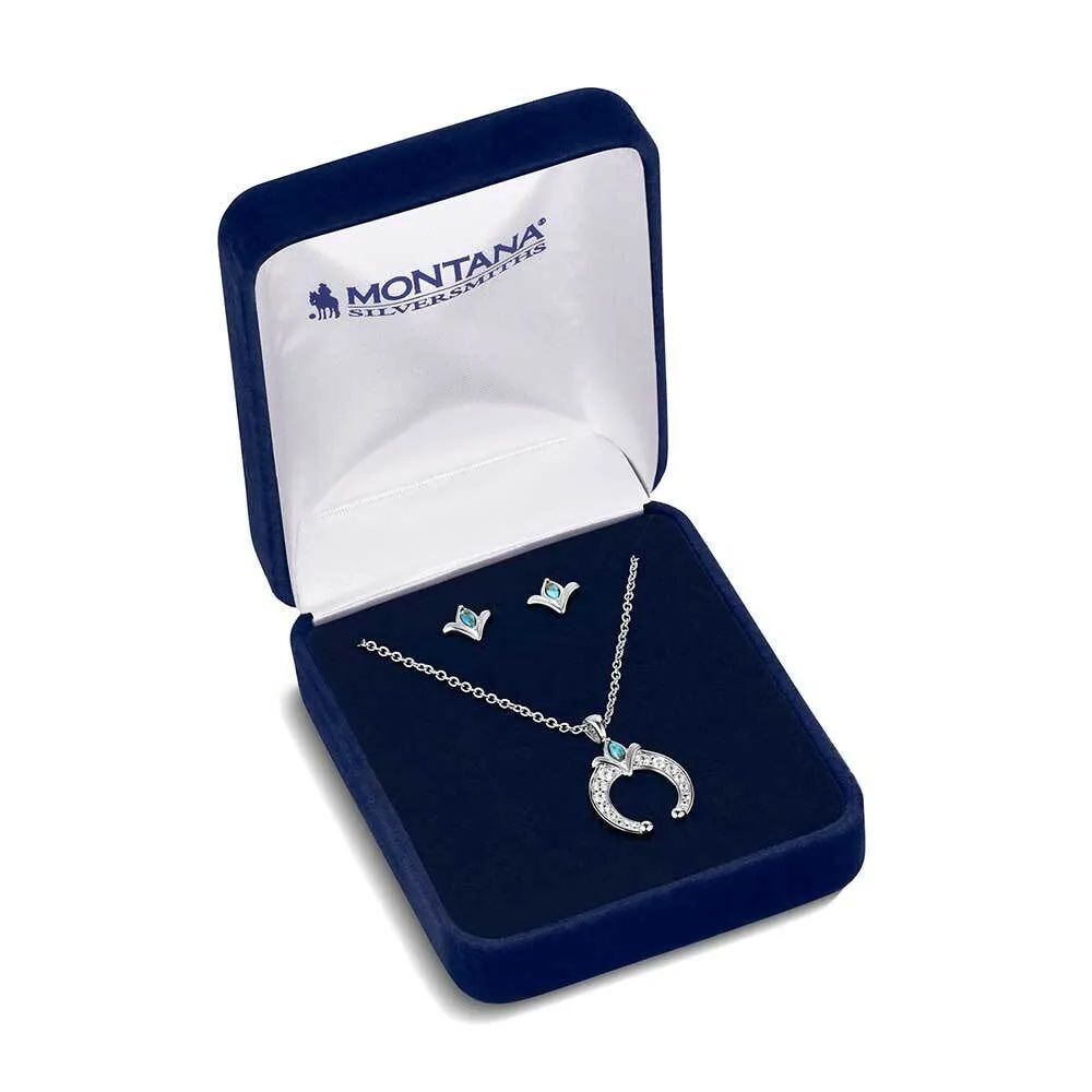 Montana Silversmiths Simple Squash Blossom Crystal Jewelry Set