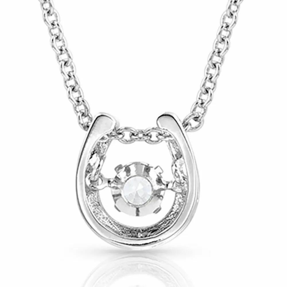 Montana Silversmiths Dancing Birthstone Horseshoe Necklace, April