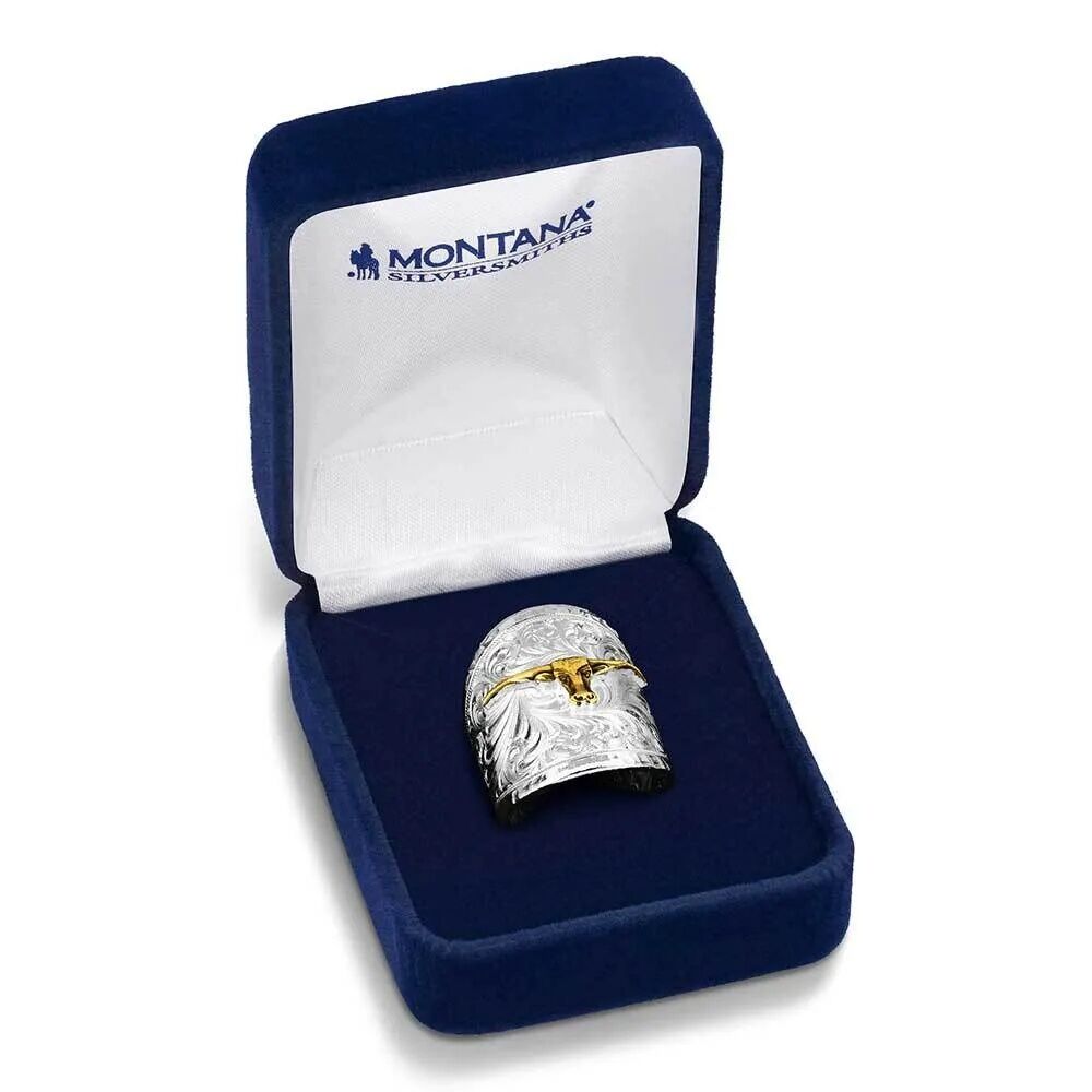 Montana Silversmiths Out West Ring with Longhorn