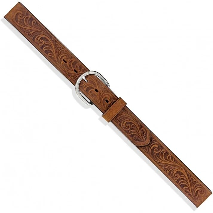 Brighton Men's Western Scroll Tooled Belt in Bark
