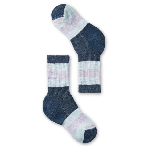 Smartwool Kids' Hike Striped Crew Socks in Twilight Blue