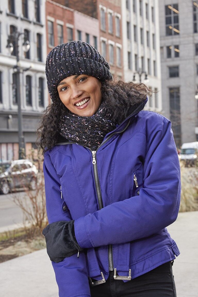 Broner Women's Avalanche Speckled Chunky Knit Beanie in Black