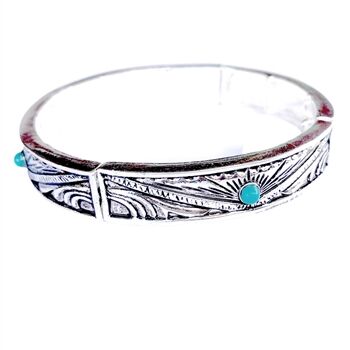 Wyo-Horse Western Tooled Stretch Bracelet Turquoise