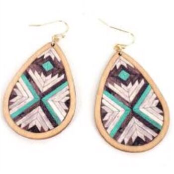 Wyo-Horse Chevron Parquette Wood Earrings