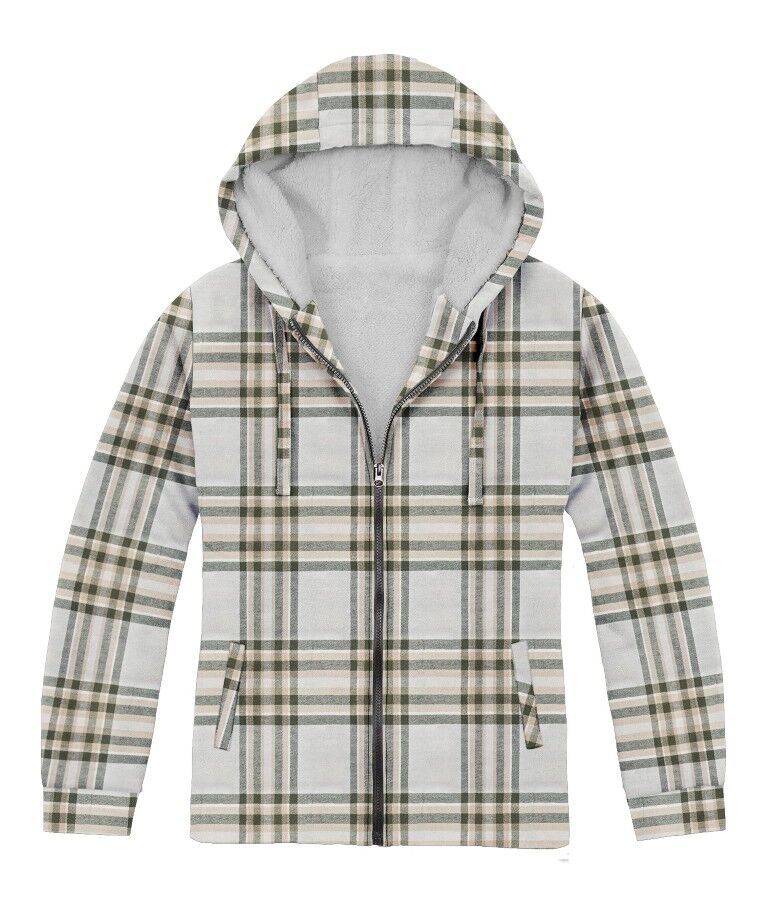 Victory Sportswear Women's Plaid Flannel Zip Jacket With Hood And Sherpa Lining