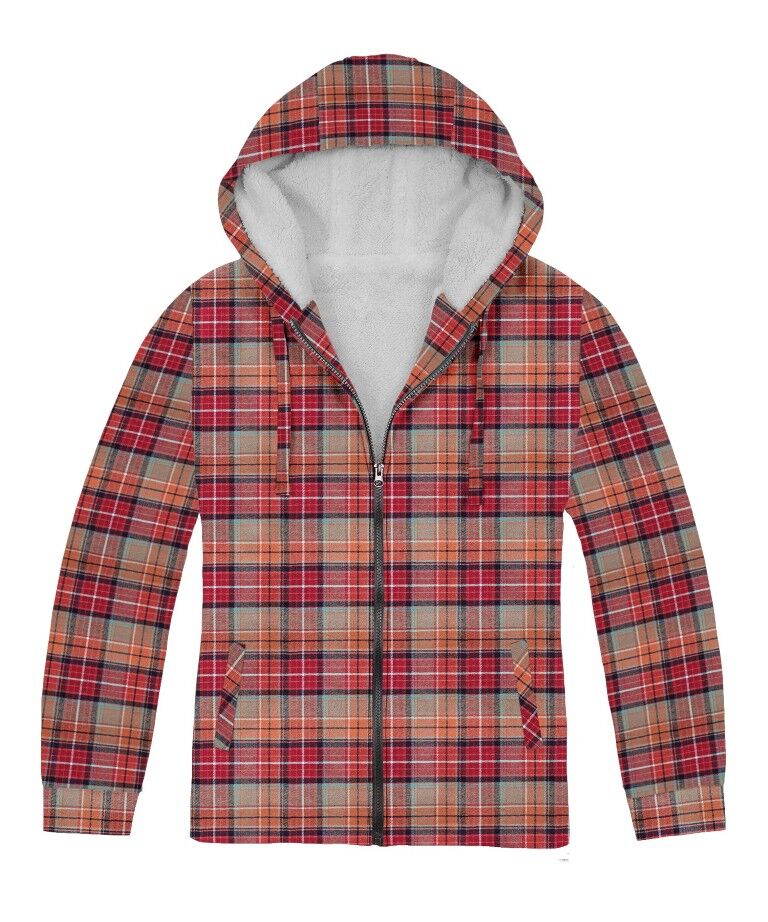 Victory Sportswear Women's Plaid Flannel Zip Jacket With Hood And Sherpa Lining