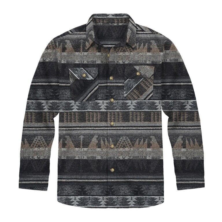 Victory Sportswear Men's Long Sleeve Heavy Woven Aztec Button-Front Shirt