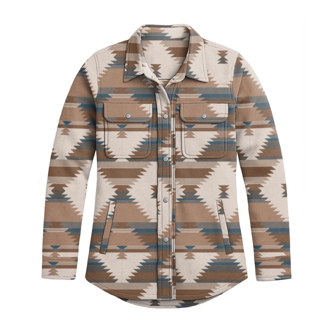 Victory Sportswear Long Sleeve Aztec Micro Fleece with Snap Front