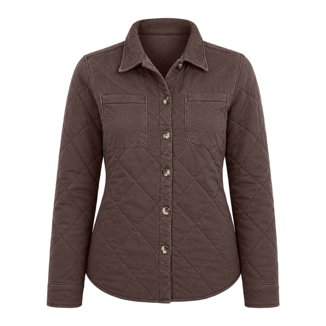 Victory Sportswear Women's Washed Diamond Quilted Twill Utility Button Front Shacket