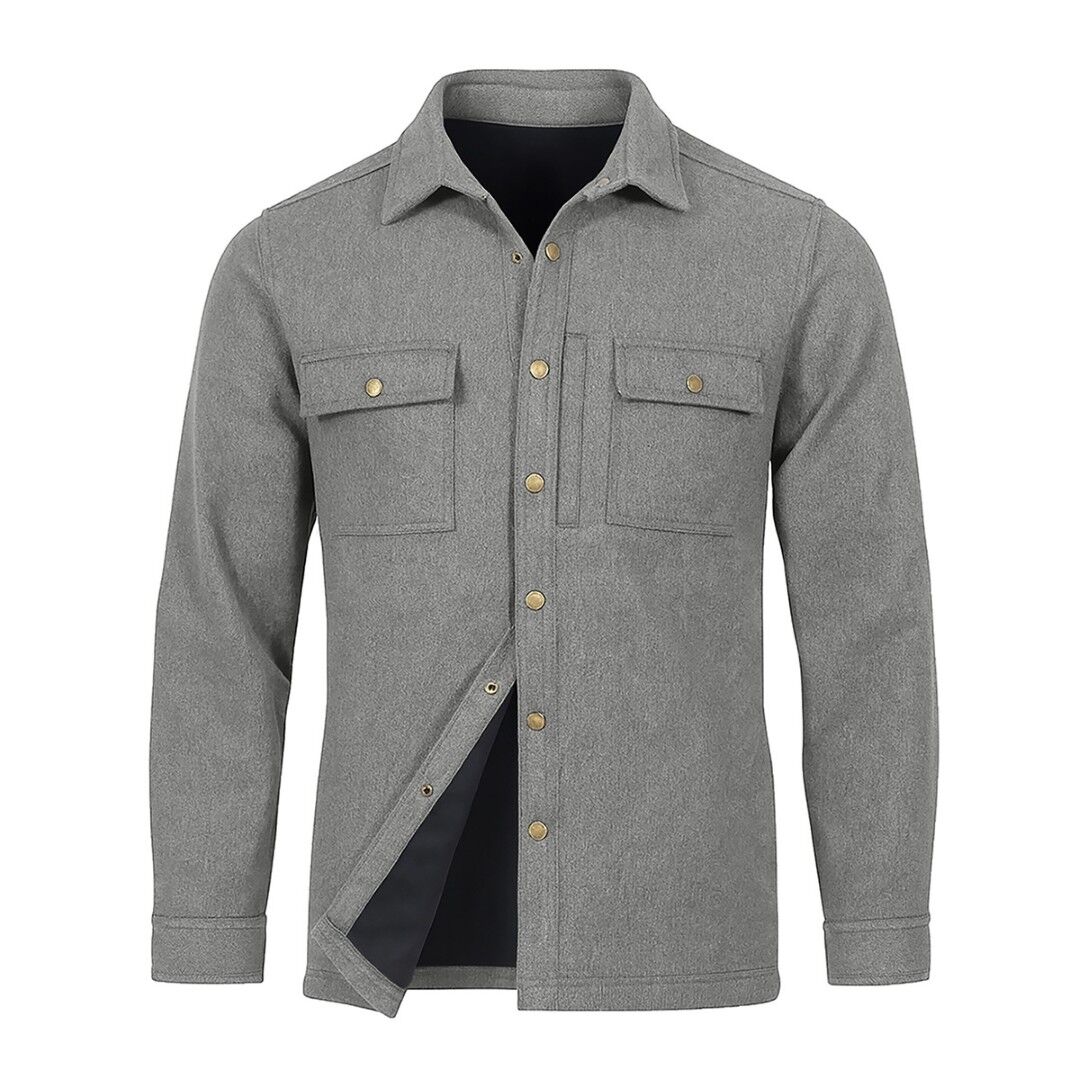 Victory Sportswear Men's Marled Cotton Snap Jacket with Bonded Polar Fleece Lining