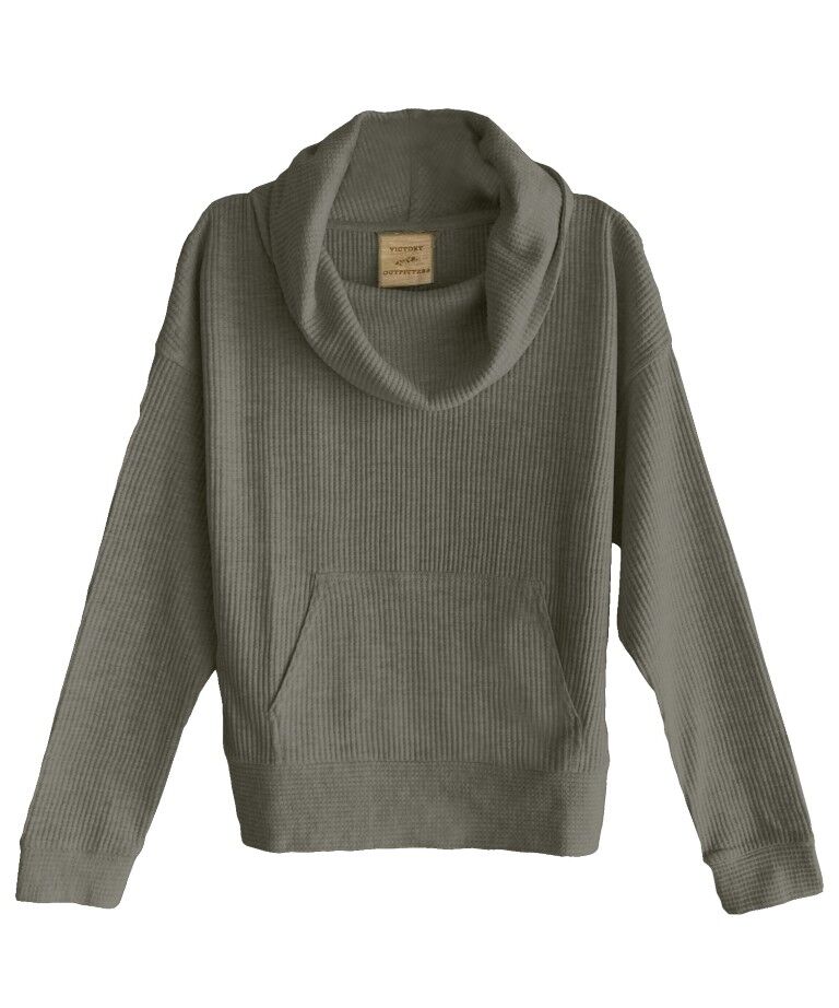 Victory Sportswear Women's Long Sleeve Cowl Neck Waffle Knit Pullover