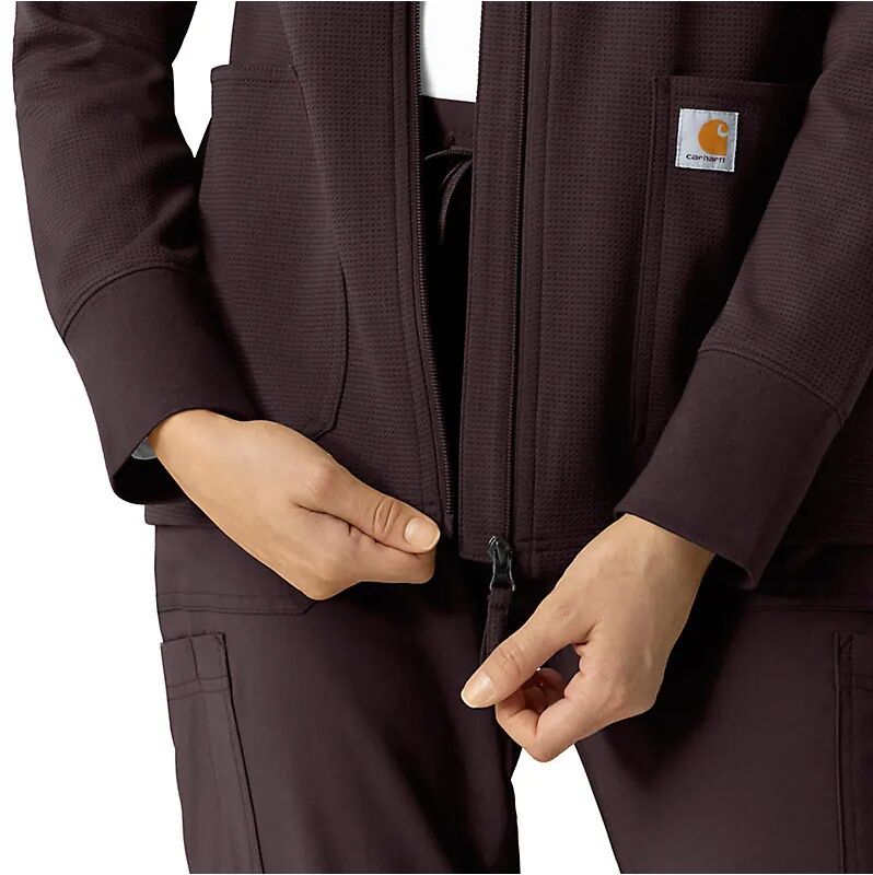 Carhartt Women's Full Zip Waffle Scrub Hoodie
