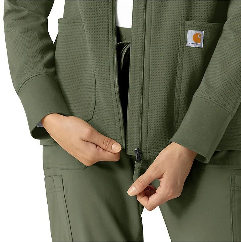 Carhartt Women's Full Zip Waffle Scrub Hoodie
