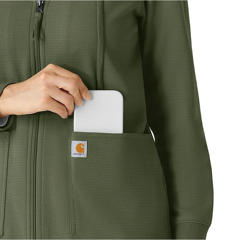 Carhartt Women's Full Zip Waffle Scrub Hoodie