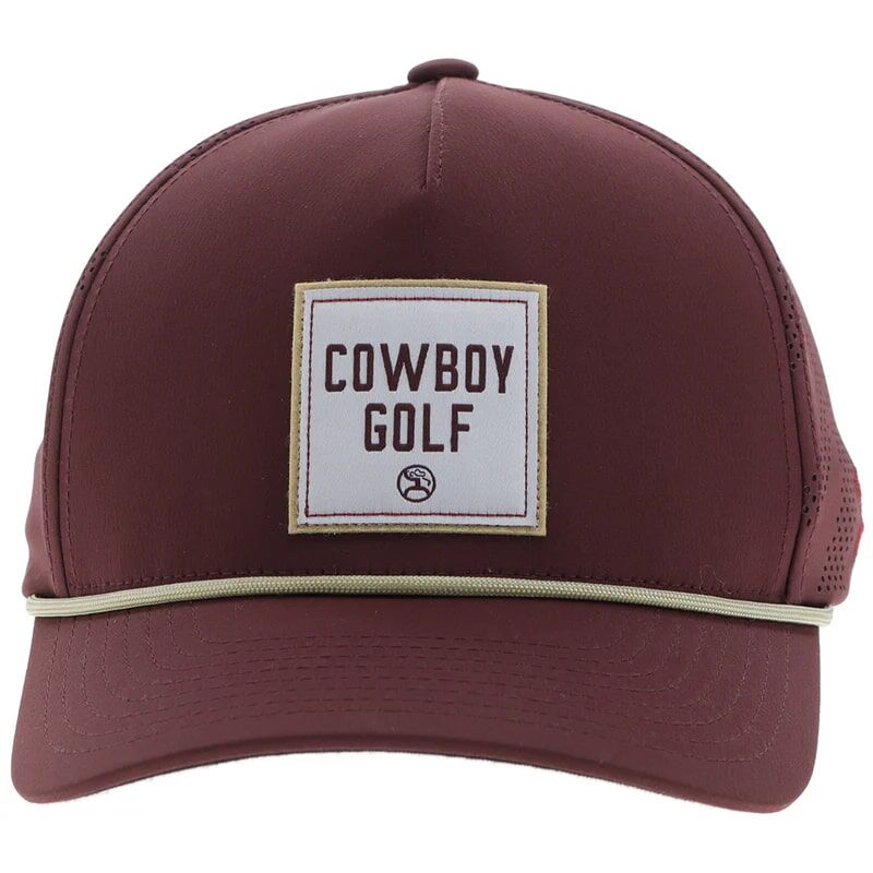 Hooey Men's Cowboy Golf Square Patch Hat in Maroon