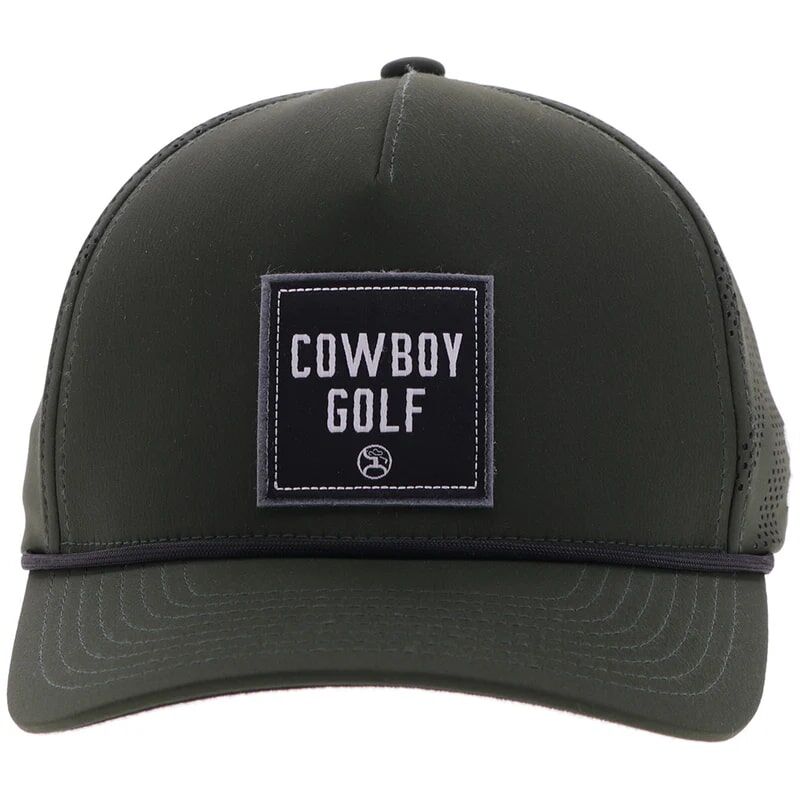 Hooey Men's Cowboy Golf Square Patch Hat in Olive