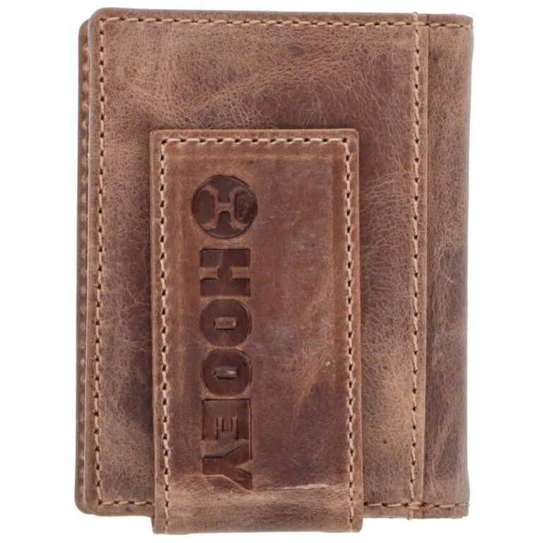 Hooey Men's Dalton Smooth Brown With Stitching Bifold Money Clip
