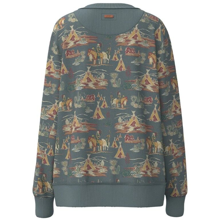 Hooey Women's Stallion Crew Stallion Pattern Logo Pullover