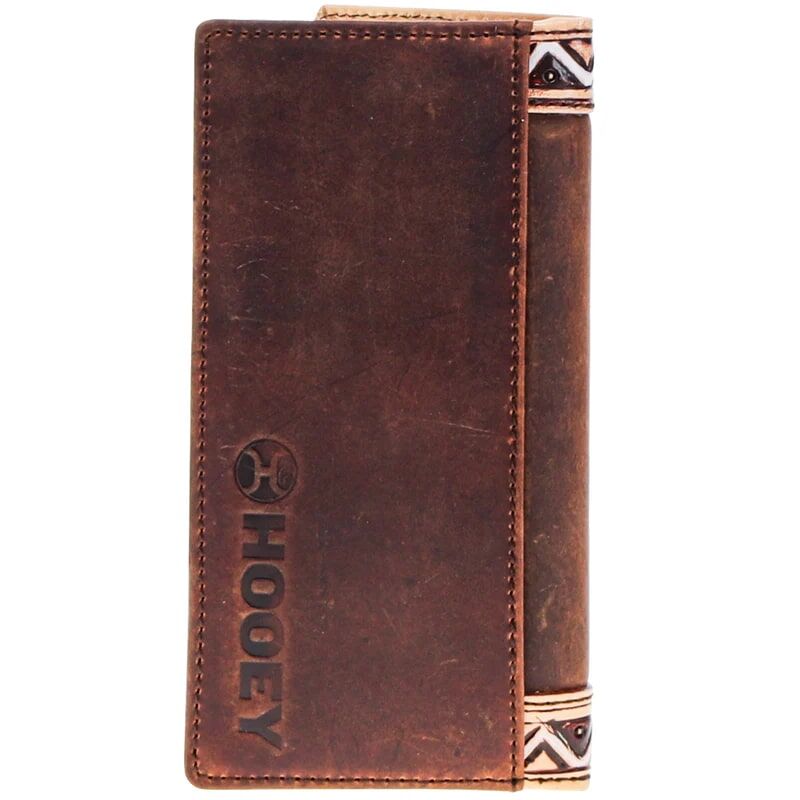 Hooey Men's War Paint Hand Tooled Aztec Feather Filigree Rodeo Wallet in Brown