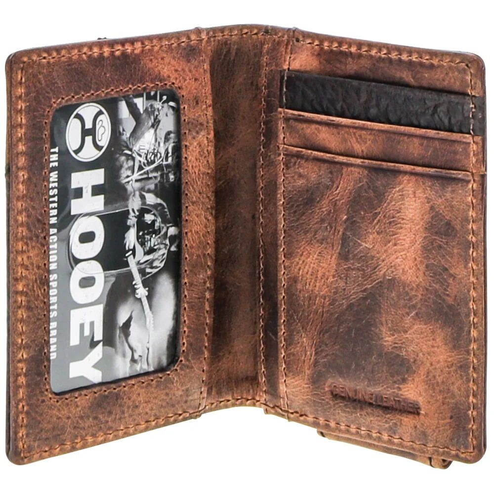 Hooey Men's Tahonta Patchwork Bifold Money Clip Wallet in Brown