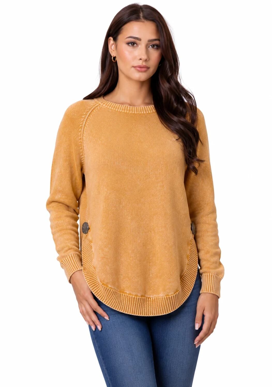 Cotton & Rye Outfitters Women's The Charlotte Garment Dyed Sweater
