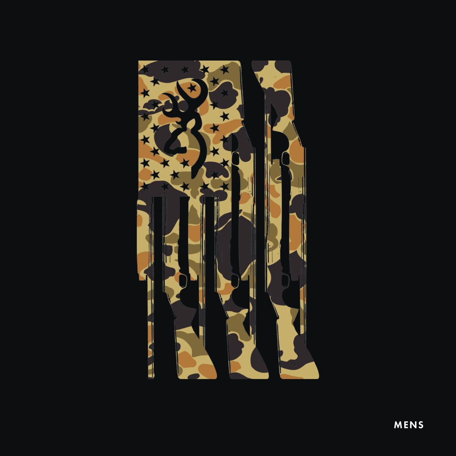 Browning Men's Duck Camo Rifle Flag Short Sleeve Shirt