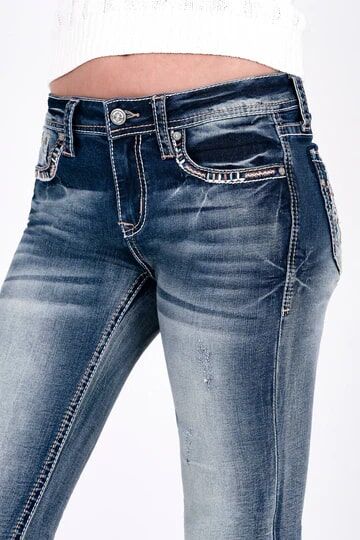 Grace In LA Women's Tribal Feathers Embroidered Denim Skirt