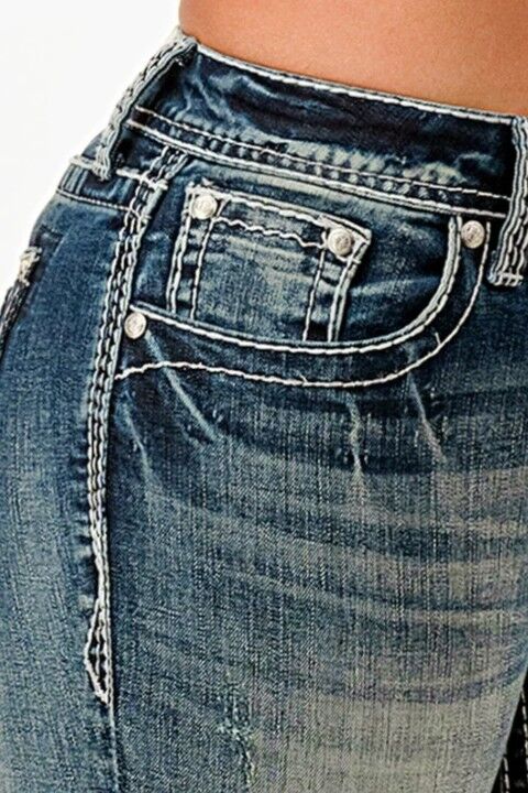 Grace In LA Women's Paisley Embellished Rhinestone Jeans