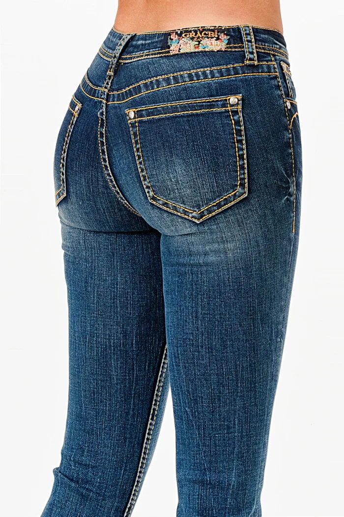 Grace In LA Girl's Basic 4 Pockets Med Blue Mid Rise Bootcut Jean