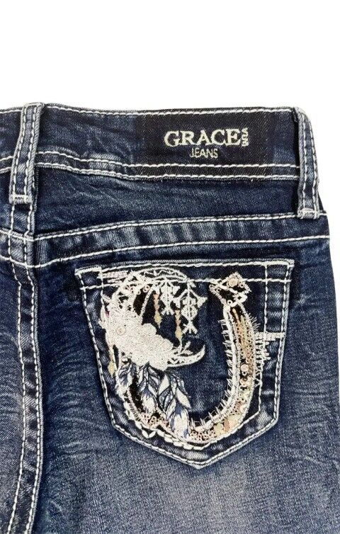 Grace In LA Girl's Horse Shoe Moon Bootcut Jean